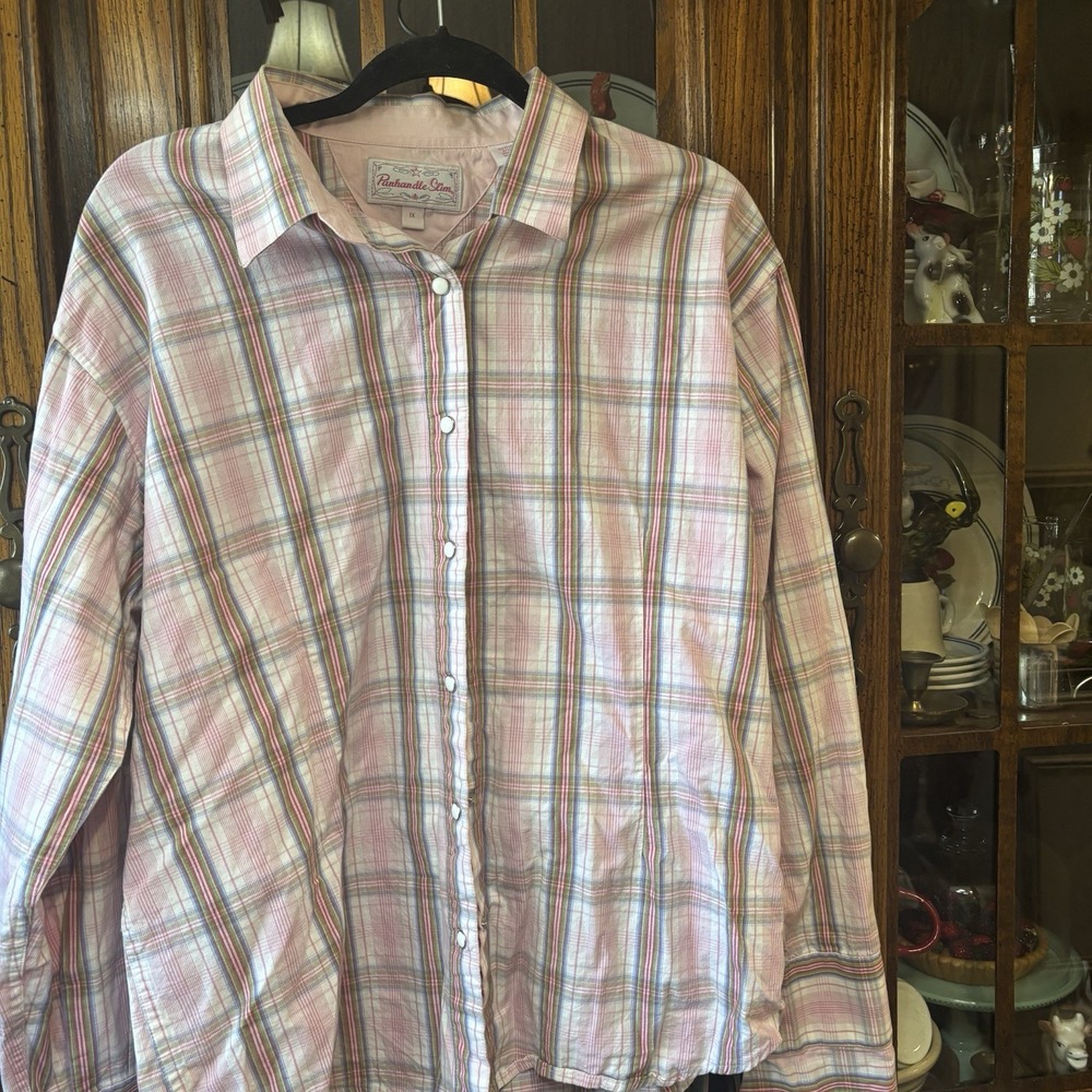 Panhandle Slim Women's Western Button-Down Shirt,‎ One X Pink Plaid Pearl Snap